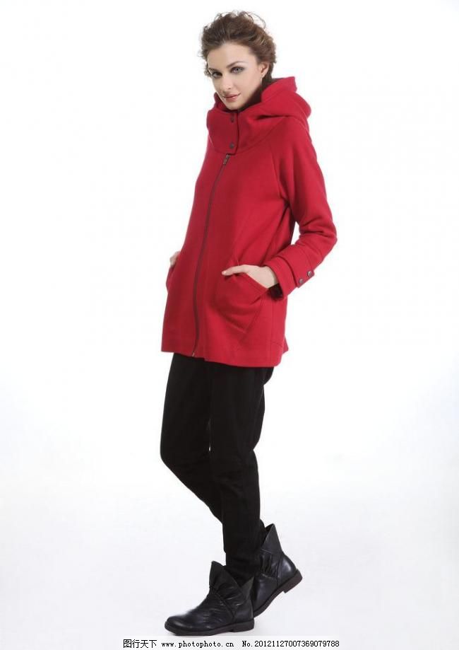 平面模特紅色服飾圖片,長(zhǎng)發(fā)美女 大衣 冬裝 服裝模特-