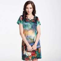 格萊美大碼女士服裝高檔桑蠶絲真絲連衣裙131078 綠色 XL【報價大全、價格、商鋪】-蘇寧易購開放平臺